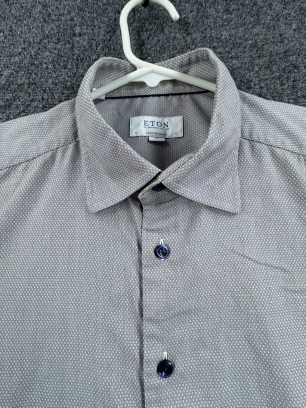 Eton Oxford Gray Contemporary XL All Cotton Button-Down Premium Mens Work Shirt